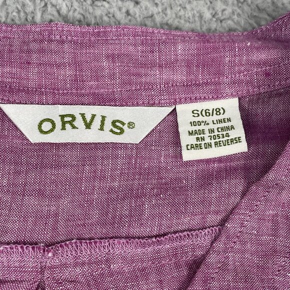 Orvis Womens 100% Linen 3/4 Sleeve Button Down Shirt Sz Small - Picture 3 of 4